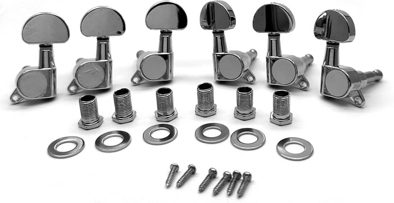 harpfeas 6 Pieces 3L3R Guitar tuner pegs,Big Semicircle Sealed guitar tuning pegs tuners machine heads,for Acoustic or Electric Guitar (Chrome, 3L3R) - Image 1